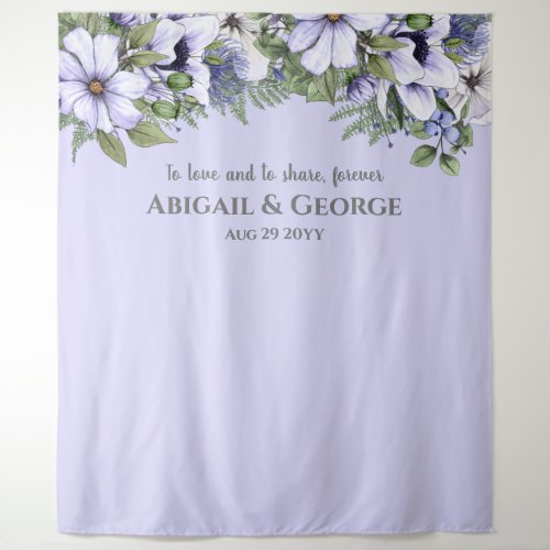 Periwinkle Florals Lilac Photo Backdrop Wedding