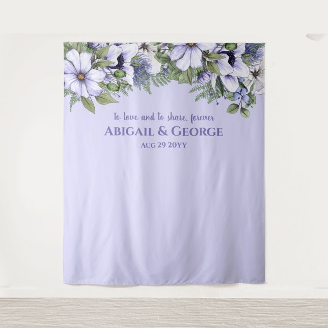 Periwinkle Florals Photo Wall Backdrop Wedding (Front)