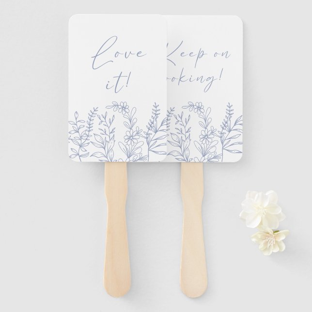 Periwinkle Flower Say Yes To The Dress Hand Fan (Front and Back)