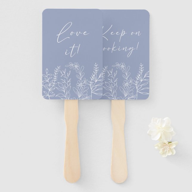 Periwinkle Flower Say Yes To The Dress Hand Fan (Front and Back)