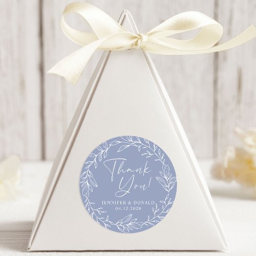 Periwinkle Flower Simple Thank You Wedding Classic Round Sticker