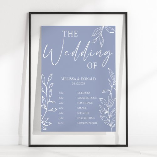 Periwinkle Flower Simple Wedding Program Schedule  Poster