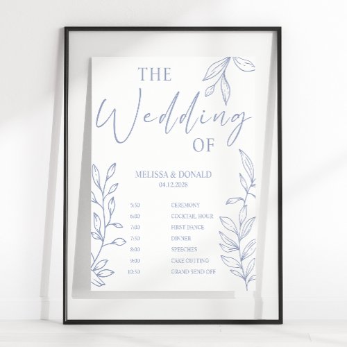 Periwinkle Flower Simple Wedding Program Schedule  Poster