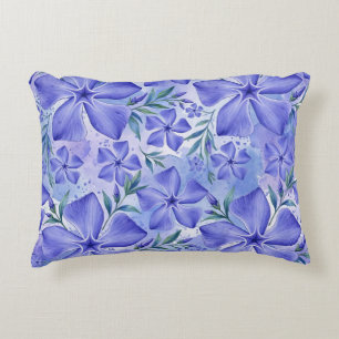 Periwinkle Flowers Blue Violet Vinca Blossoms Accent Pillow