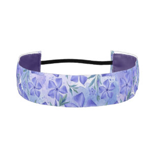 Periwinkle Flowers Blue Violet Vinca Blossoms Athletic Headband