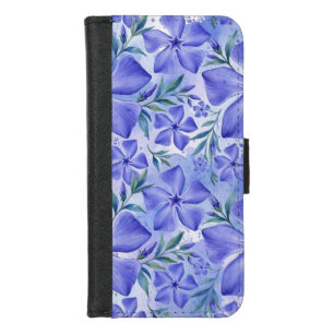 Periwinkle Flowers Blue Violet Vinca Blossoms iPhone 8/7 Wallet Case