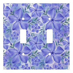 Periwinkle Flowers Blue Violet Vinca Blossoms Light Switch Cover