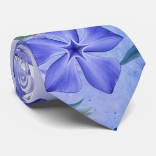 Periwinkle Flowers Blue Violet Vinca Blossoms Neck Tie
