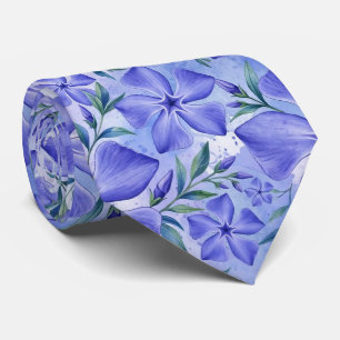 Periwinkle Flowers Blue Violet Vinca Blossoms Neck Tie
