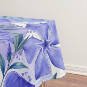 Periwinkle Flowers Blue Violet Vinca Blossoms Tablecloth