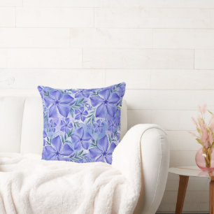 Periwinkle Flowers Blue Violet Vinca Blossoms Throw Pillow