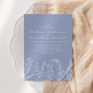 Periwinkle Flowers Roses Wedding Invitation