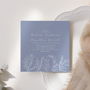 Periwinkle Flowers Roses Wedding Invitation
