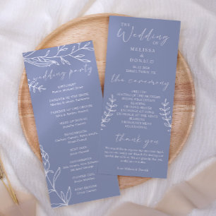 Periwinkle Flowers Simple Wedding Program