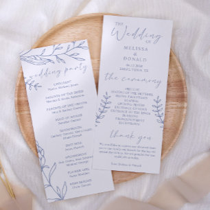 Periwinkle Flowers Simple Wedding Program