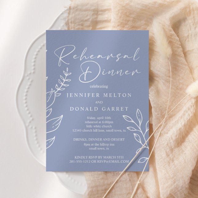 Periwinkle Flowers Wedding Rehearsal Dinner Invitation (Creator Uploaded)