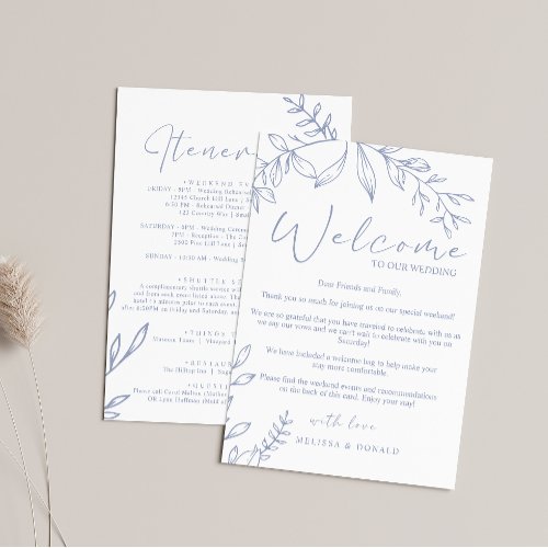 Periwinkle Flowers Welcome Letter  Itinerary Note Card