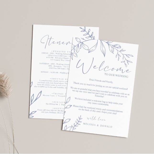 Periwinkle Flowers Welcome Letter & Itinerary Note Card (Creator Uploaded)