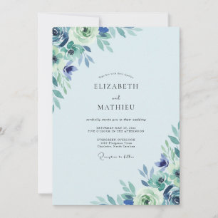 Periwinkle Foliage Sage Wedding Invitation