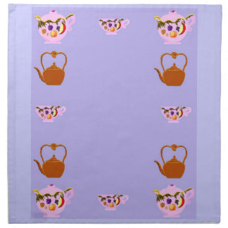 Periwinkle Fruit Teapot Teacup  Teakettle napkin
