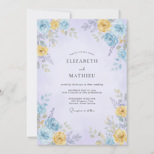 Periwinkle Gentle Floral Romantic Wedding Invitation