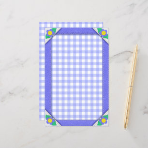 Periwinkle Gingham Checks Pretty Stationery Paper