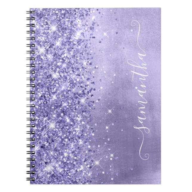 Periwinkle Glitter Lavender Blue Girly Signature Notebook (Front)