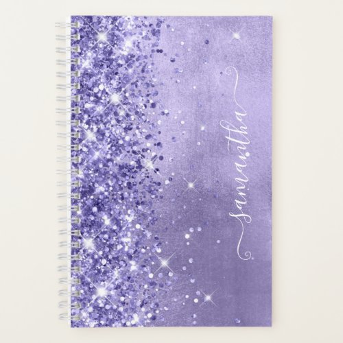 Periwinkle Glitter Lavender Blue Girly Signature Notebook