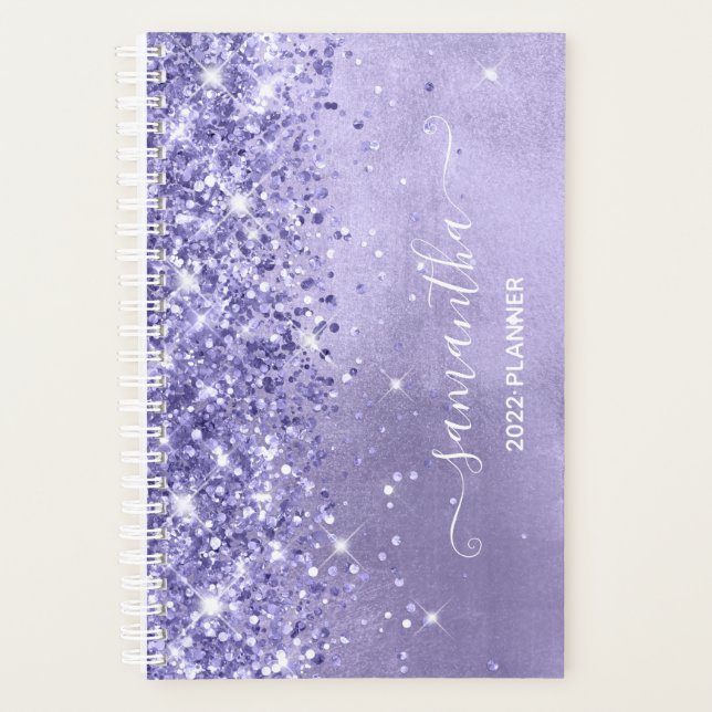 Periwinkle Glitter Lavender Blue Girly Signature Planner (Front)