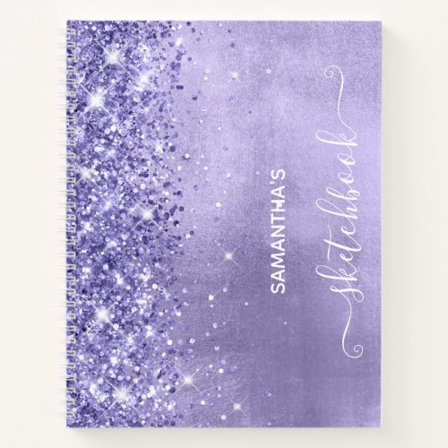 Periwinkle Glitter Lavender Blue Girly Sketchbook Notebook