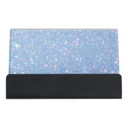 Periwinkle Glitter Modern Glam  Desk Business Card Holder