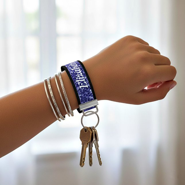Periwinkle glitter personalized wrist keychain (Creator Uploaded)
