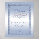 Periwinkle Glitter &amp; Silver Wedding Rings  Poster at Zazzle
