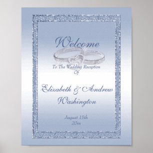 Periwinkle Glitter & Silver Wedding Rings Poster