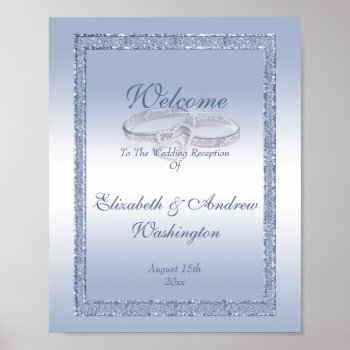 Periwinkle Glitter & Silver Wedding Rings  Poster by shm_graphics at Zazzle