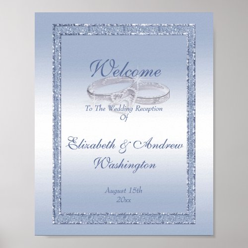 Periwinkle Glitter  Silver Wedding Rings  Poster