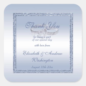 Periwinkle Glitter & Silver Wedding Rings   Square Sticker by shm_graphics at Zazzle
