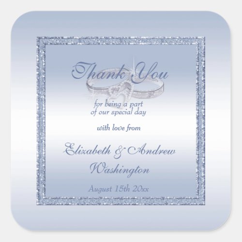 Periwinkle Glitter  Silver Wedding Rings   Square Sticker