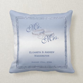 Periwinkle Glitter & Silver Wedding Rings   Throw Pillow by shm_graphics at Zazzle