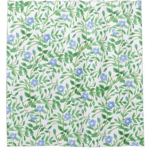 Periwinkle Green White Decorative Chic Floral Shower Curtain