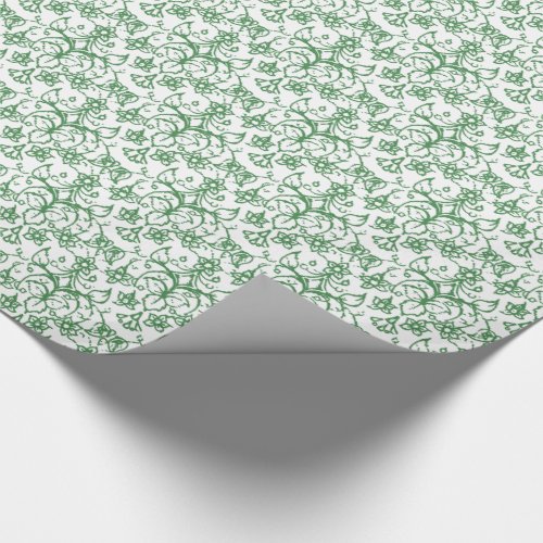 Periwinkle Green White Decorative Chic Floral Wrapping Paper