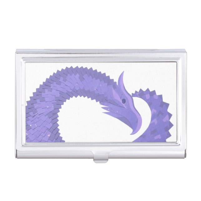Periwinkle heart dragon on white case for business cards (Front)