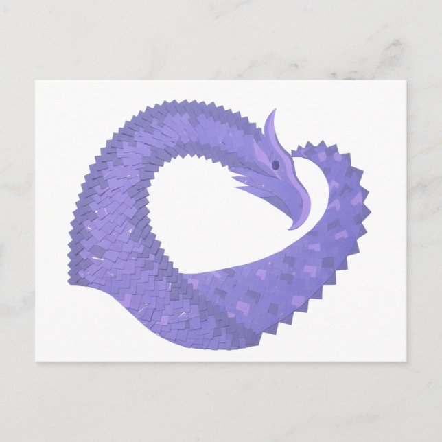 Periwinkle heart dragon on white postcard (Front)