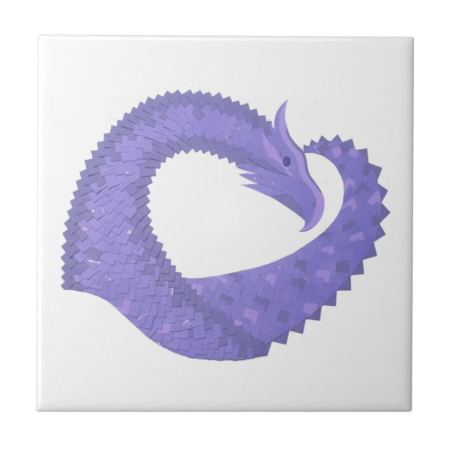 Periwinkle heart dragon on white tile (Front)