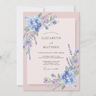 Periwinkle Hydrangea Lilac Eucalyptus Wedding Invitation