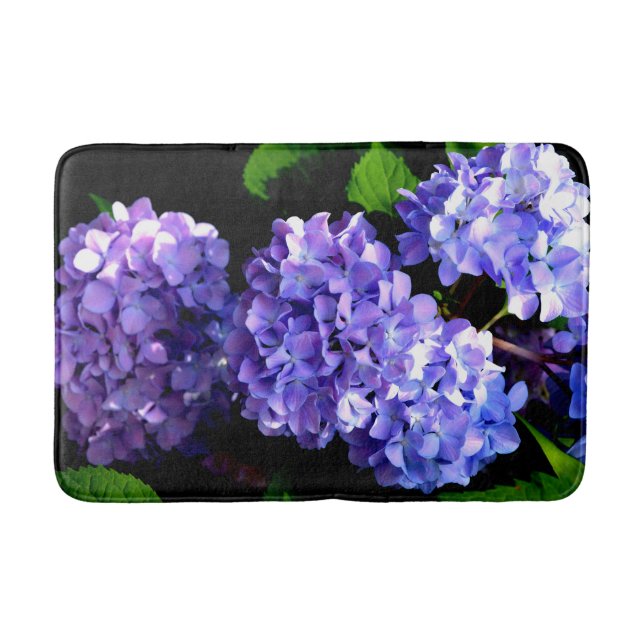 Periwinkle hydrangeas purple blue flower floral bathroom mat (Front)