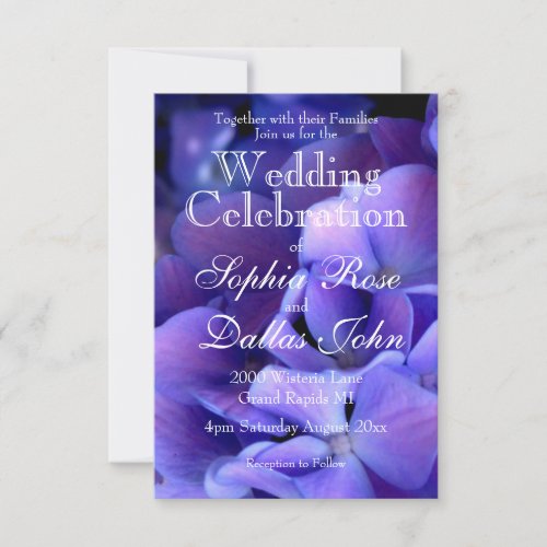 Periwinkle hydrangeas purple blue flower floral invitation