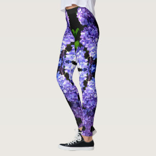 Periwinkle hydrangeas purple blue flower floral leggings