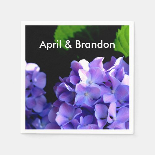Periwinkle hydrangeas purple blue flower floral napkins