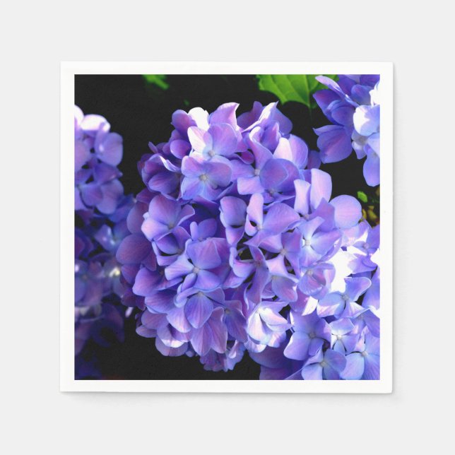 Periwinkle hydrangeas purple blue flower floral napkins (Front)